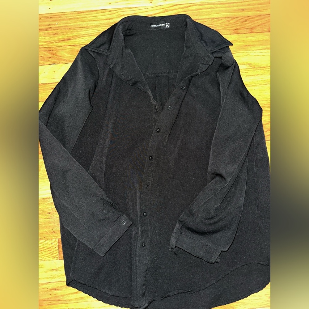 Pretty little thing black oversized blouse